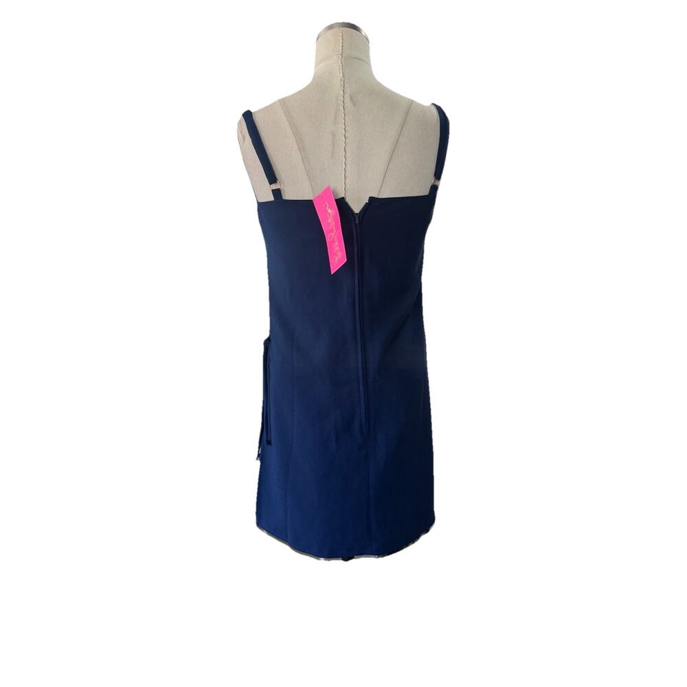 Lilly Pulitzer Sahar True Navy Gold Lace Detail Crepe Shift Dress Romper NEW 00 - Picture 7 of 15